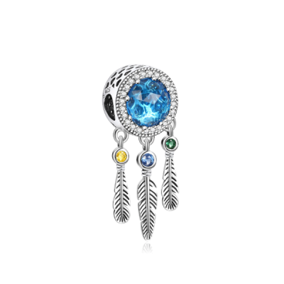 Blue Glass Dream Catcher Charm
