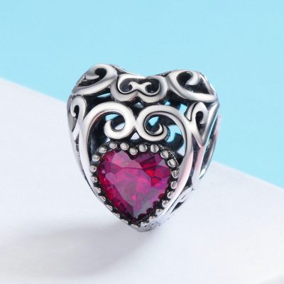 Silver Heart Shape Birthstone Charm - Image 5
