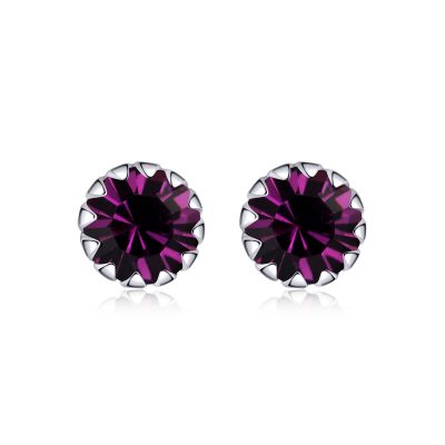 Silver Birthstone Stud Earrings - Image 5